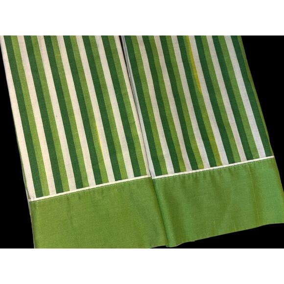 70’s Dan River Dantrel 2 Standard size Pillowcases Green white striped Spring - Picture 3 of 8